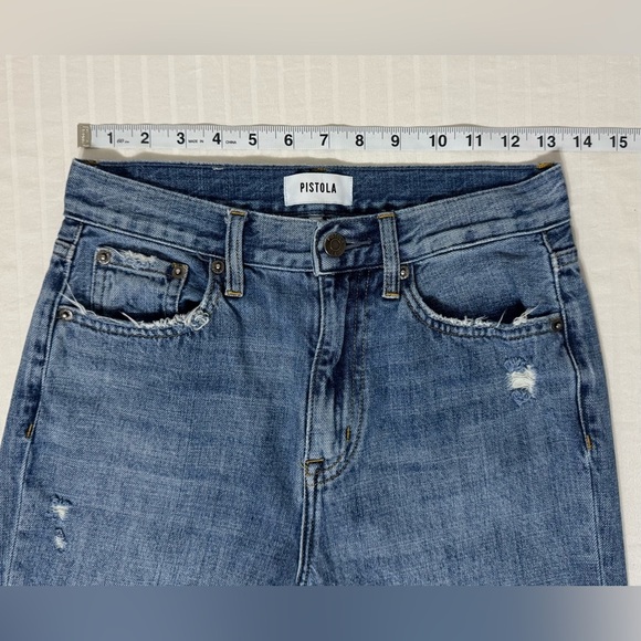 Pistola Jeans Stevie High Rise Wide Leg Flare Relaxed Blue Denim Size 25 - Picture 10 of 15